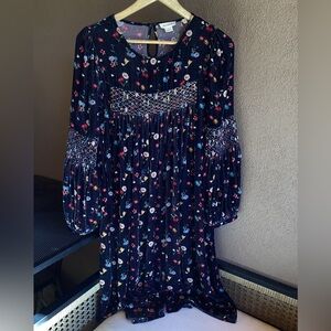 Let Me Be Floral Black Dress with Long Sleeves Size S